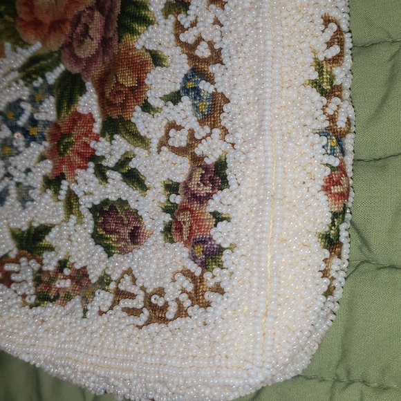 Antique Victorian French hand made embroidery beads evening purse - Picture 6 of 17